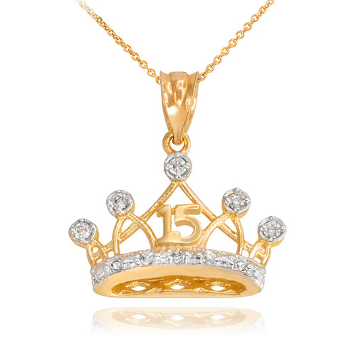 Gold Quince Crown Pendant Necklace