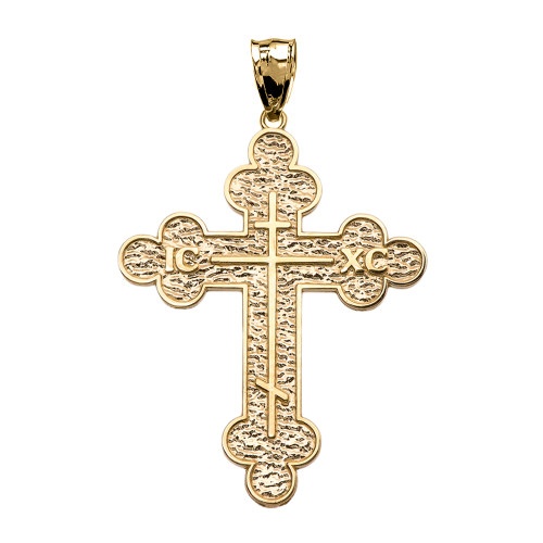 Yellow Gold Eastern Orthodox ICXC Cross Pendant Necklace