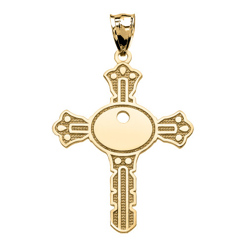 Yellow Gold Unique Design Cross Key Pendant Necklace