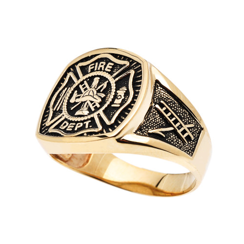 Bold Yellow Gold Fire Department Maltese Cross Ring