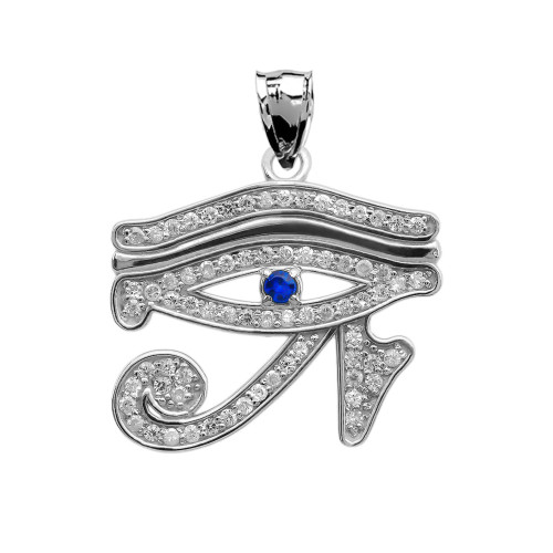 Eye of Horus White Gold CZ Pendant Necklace