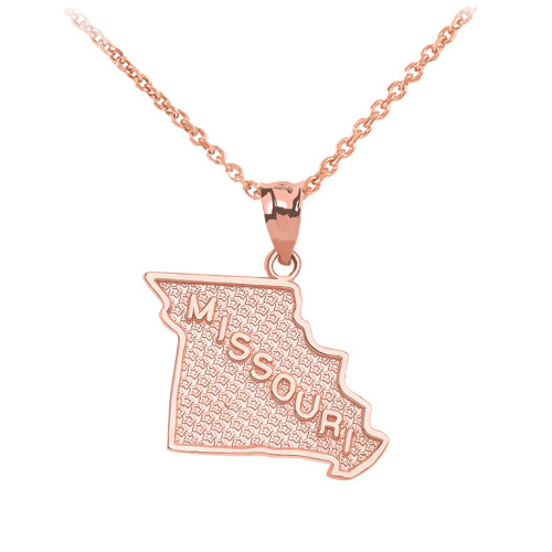 Rose Gold Missouri State Map Pendant Necklace