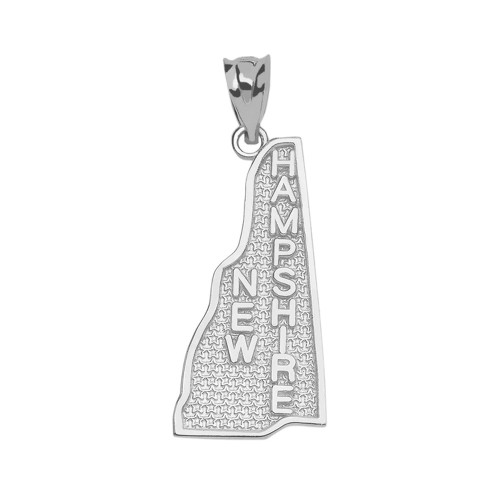 White Gold New Hampshire State Map Pendant Necklace