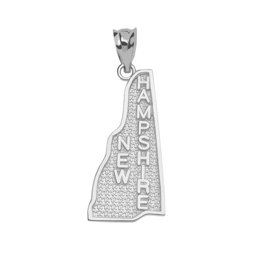 Sterling Silver New Hampshire State Map Pendant Necklace