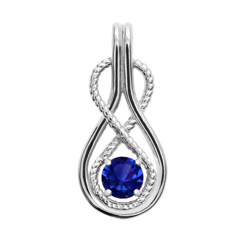 Infinity Rope September Birthstone Sapphire White Gold Pendant Necklace