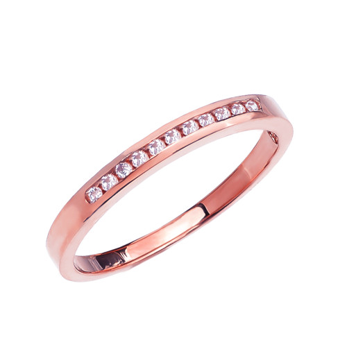 Diamond Channel-Set Rose Gold Wedding Band