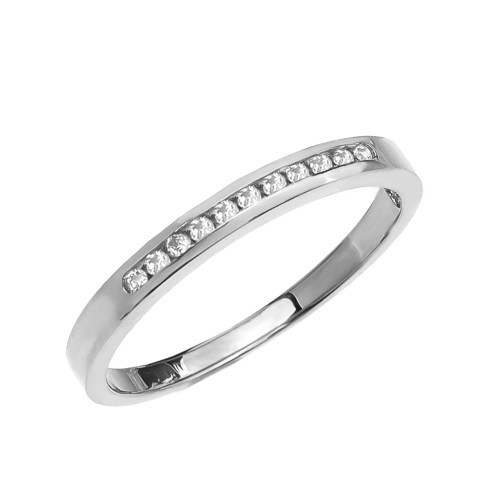 Diamond Channel-Set White Gold Wedding Band