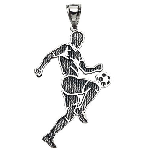 Soccer Player Sports Sterling Silver Pendant Necklace