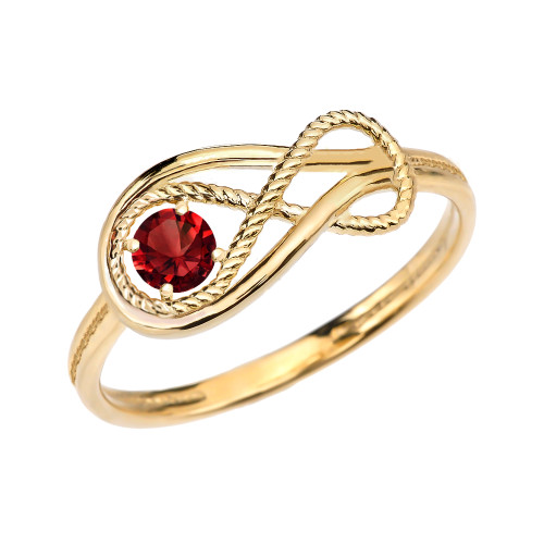 Garnet Rope Infinity Yellow Gold Ring