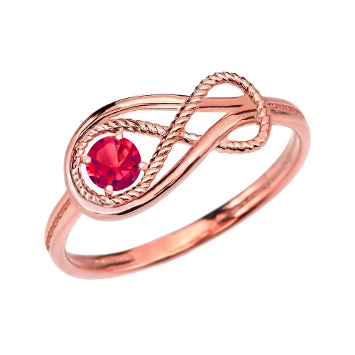 Ruby Rope Infinity Rose Gold Ring