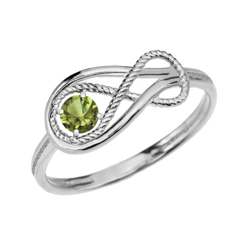 Peridot Rope Infinity White Gold Ring