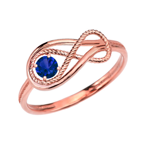 Sapphire Rope Infinity Rose Gold Ring