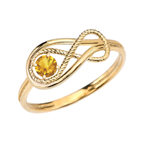 Citrine Rope Infinity Yellow Gold Ring