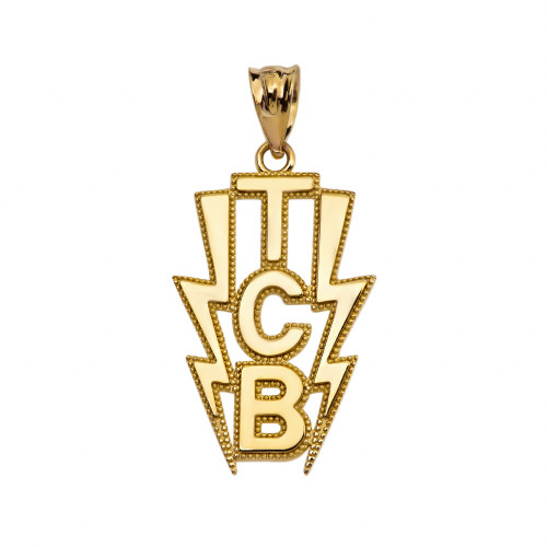 Yellow Gold (TCB) Taking Care of Business In Flashes Pendant Necklace