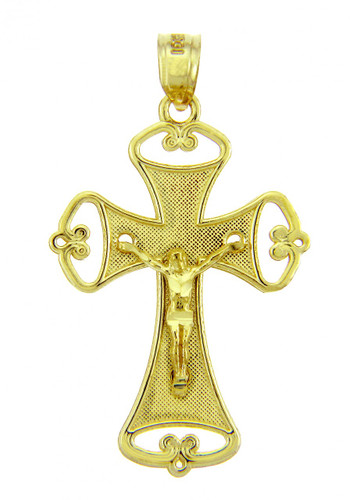 Yellow Gold Crucifix Pendant - The Trinity Crucifix