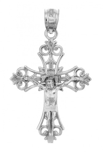 White Gold Crucifix Pendant - The Faith Crucifix