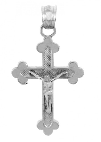 White Gold Crucifix Pendant - The Blessed Trinity Crucifix