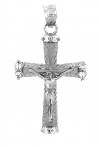 White Gold Crucifix Pendant - The Sacred Crucifix