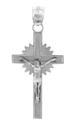 White Gold Crucifix Pendant - The Star Crucifix