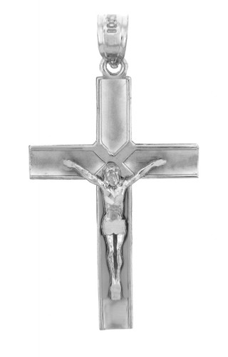 White Gold Crucifix Pendant - The Redeemer Crucifix