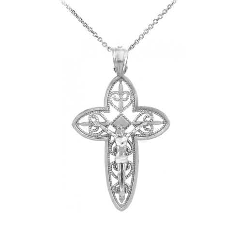 Sterling Silver Crucifix Pendant Necklace- The Holy Trinity Crucifix