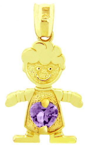 Yellow Gold Baby Boy CZ June Birthstone Heart Charm