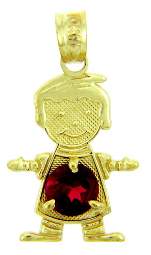 Dark Red Gold Birthstone Charm