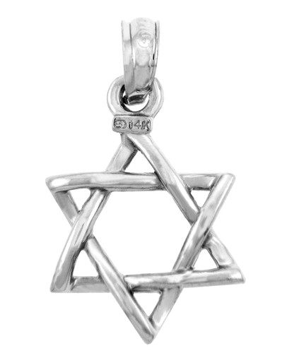 Jewish Charms and Pendants - 14K White Gold Star of David Pendant