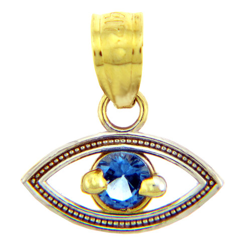 Sapphire Evil Eye in Two Tone Gold