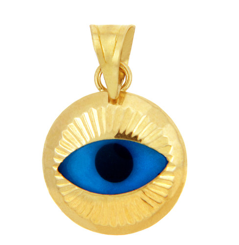 Bright Blue Evil Eye in 14K Yellow Gold