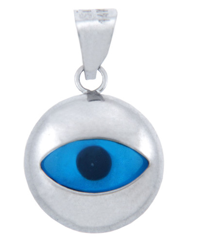 Bright Glass Evil Eye in 14K White Gold