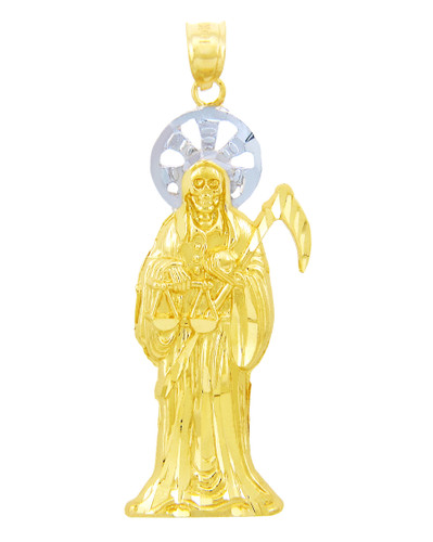 Religious Charms - The Santa Muerte Two Tone Gold Pendant (Medium)