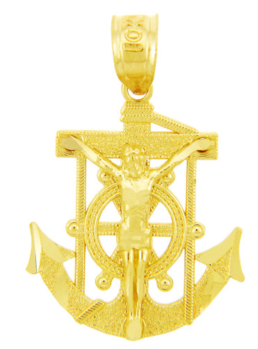 Religious Charms - The Anchored Mariners Cross Gold Pendant