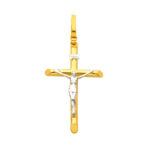 Small 14K Gold Two-Tone Crucifix