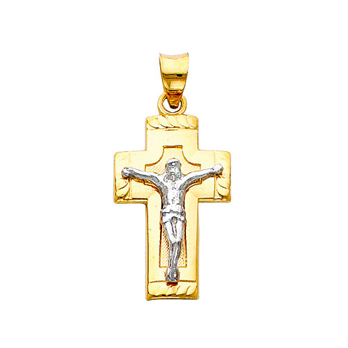 14K Two-Tone Inspirational Crucifix