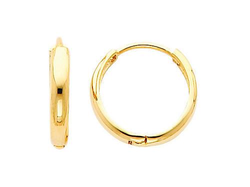 Traditional Yellow Gold Round Huggies Earrings