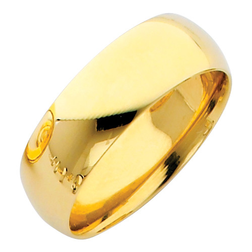 Polished Gold Classic Comfort Fit Wedding Band - 7MM