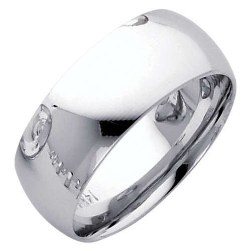 Polished White Gold Classic Comfort Fit Wedding Band - 8MM