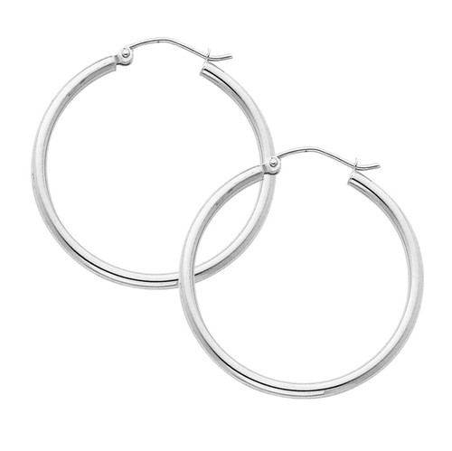 White Gold Hoop Earring-1.5 Inches