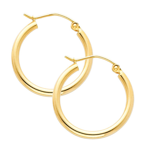 Yellow Gold Hoop Earring -0.75 Inches