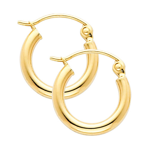Yellow Gold Hoop Earring -0.25 Inches