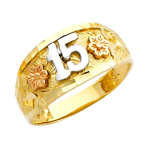 Floral "15 Anos"  Yellow Gold Ring