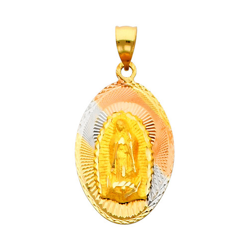 Oval Shaped Tri Color "Our Lady of Guadalupe" Pendant- 1.00 Inch