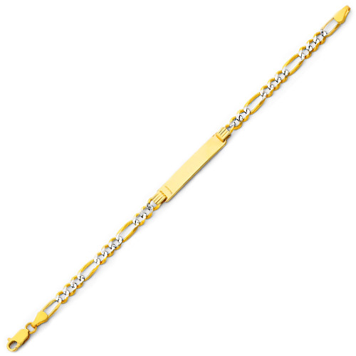 Men`s Two-Tone Gold ID Figaro Bracelet- 8.0 Inches