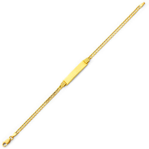 Men`s Yellow Light Gold ID Cuban Bracelet- 7.5 Inches