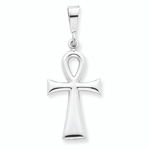 14K White Gold Gleaming Ankh Cross