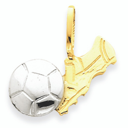 14K Gold Two Tone Soccer Ball with Shoe Charm