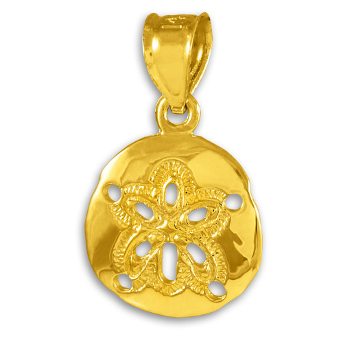 14K Gold Polished Sand Dollar Pendant