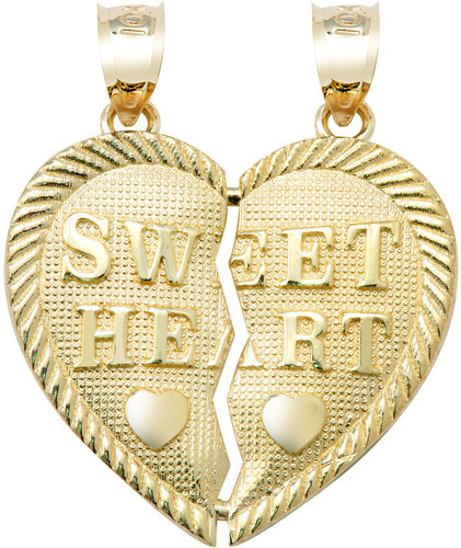 Yellow Gold  "SWEET HEART" Breakable  Hearts Pendant