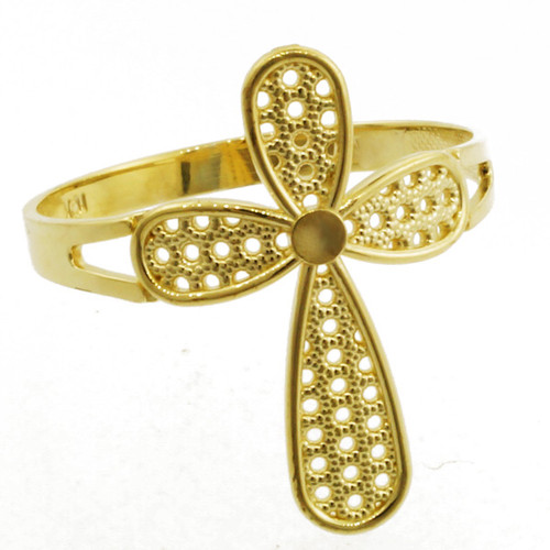 Yellow Gold Orbicular Cross Ring